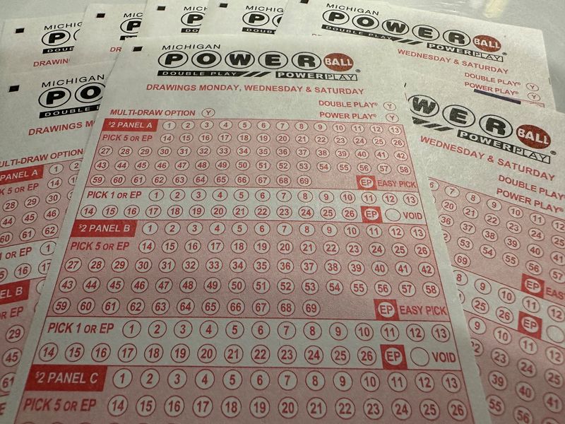 Powerball bet slips on May 20, 2026.