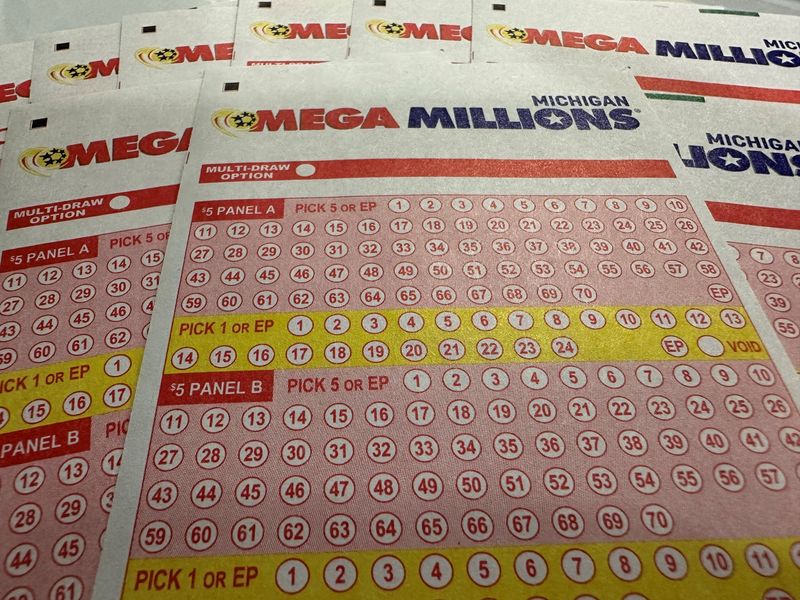 Mega Millions bet slips on Wednesday, May 20, 2026.