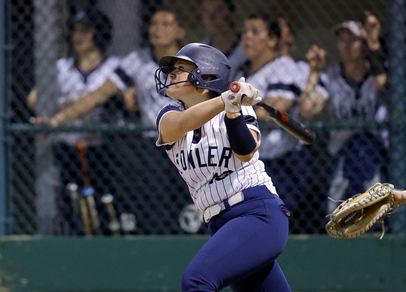 Fowler's Addison Spicer bats against Lansing Catholic, Tuesday, May 19, 2026, at Ranney Park.