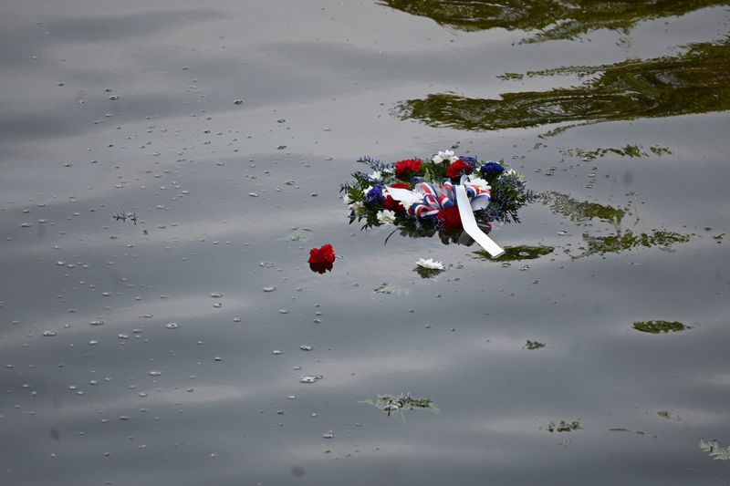 Wreaths are placed in the Coldwater River off U.S. 12 and in the St. Joseph River on Broadway in Union City as part of Memorial Day remembrances.