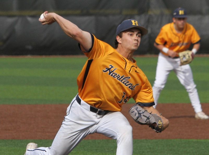 Hartland's Michael Bernardi pitched a three-hit shutout during a 1-0 victory over Novi in the KLAA championship baseball game on Thursday, May 21, 2026 at Novi High School.