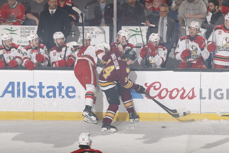 The Grand Rapids Griffins and Chicago Wolves battle in Game 4 of the AHL Central Division Finals on May 21, 2026 at Allstate Arena in Rosemont, IL.