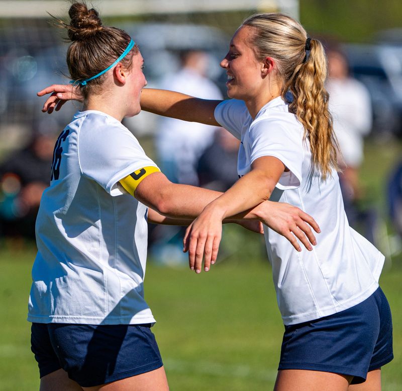 Gaylord's Khloe VanOosten (left) and Ella Cherwinski (right) have scored five combined goals in matches vs. Petoskey this season.