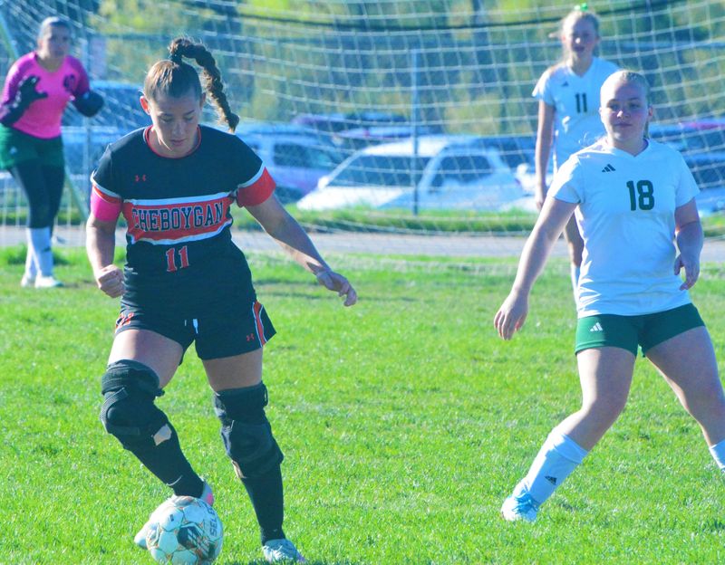 Cheboygan senior Jaelyn Wheelock (11) scored two goals for the Chiefs, who captured a 2-1 victory over Grayling in a first-round district girls soccer matchup on Thursday, May 21.