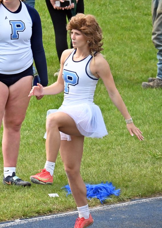 Over the past couple years, Alex Petok has shown her sense of humor in the annual Petoskey Fun Run, from a dinosaur costume a year ago, to a mullet wig and tutu recently in 2026.