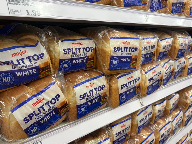 Loaves of bread for sale at Meijer in Holland.