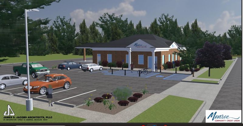 This rendering from James S. Jacobs Architects of Monroe shows renovation plans for Monroe Community Credit Union's Winchester branch.