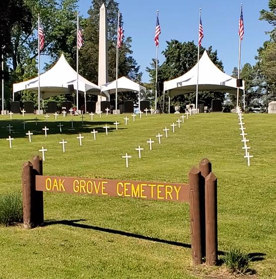 Oak Grove Cemetery, the "Gathering of Flags War Memorial."