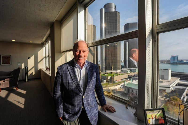 Mayor of Detroit Mike Duggan is interviewed as outgoing mayor in the mayor’s office at Coleman A. Young Municipal Center in Detroit, Friday, Nov.14, 2025. Duggan has the second longest tenure as mayor of Detroit, behind Coleman A. Young.