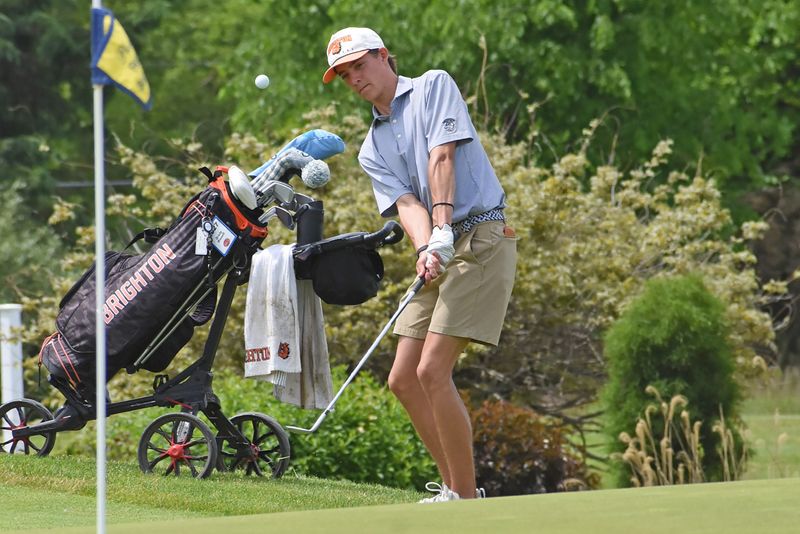 Brighton's Grady Bissett shot 2-under-par 70 to tie for first place during a Division 1 golf regional on Tuesday, May 26, 2026 at Polo Fields Golf and Country Club.