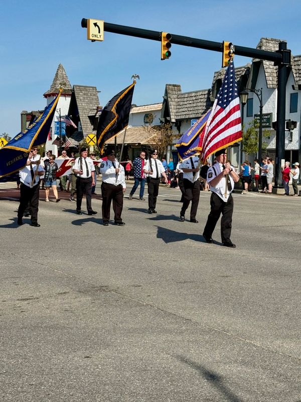 Members of the Ralph Holewinski VFW Post 1518 lead the parade down Main Street in Gaylord during the Memorial Day parade on May 25, 2026.