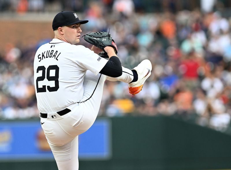 Tigers ace Tarik Skubal, just three weeks removed from an arthroscopic procedure to remove a loose body from his elbow, threw 40 pitches over three innings Tuesday.