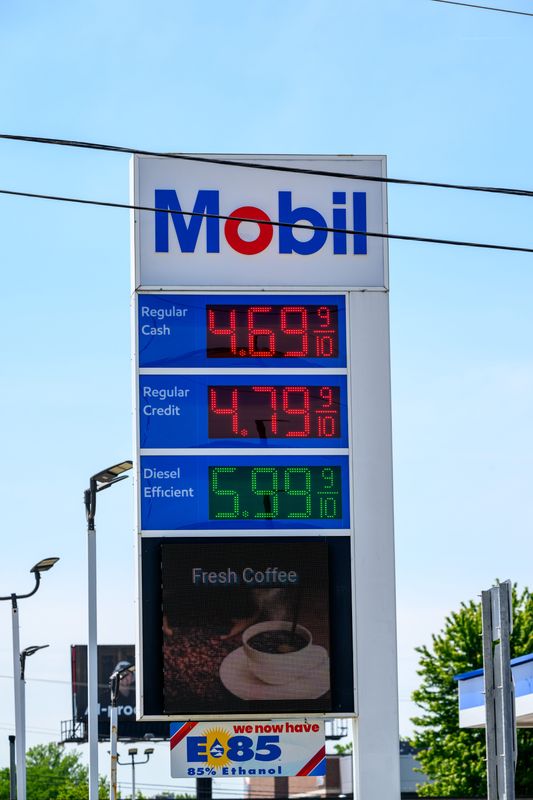 Drivers fuel up at a Mobil gas station on Mound Road in Warren on Wednesday, May 27, 2026. The Warren City Council approved a temporary moratorium on the acceptance or approval of new gas station and car wash applications last week.
