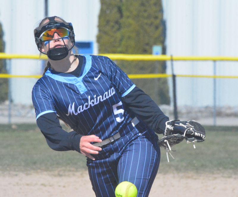 Ella Kruczynski and Mackinaw City softball sealed a Northern Lakes Conference title by sweeping Boyne Falls at home on Wednesday, May 27.