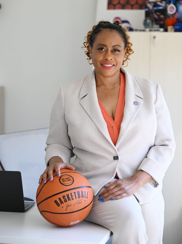 Photo of Dr. China Jude, President of Business Operations for the Motor City Cruise, inside her office at the Henry Ford Health/Detroit Pistons Performance Center on Thursday, May 28, 2026, in Detroit, MI.
