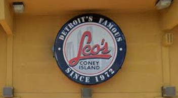 A screenshot from Google Maps shows the outside of Leo's Coney Island at 22373 Eureka Rd in Taylor.
