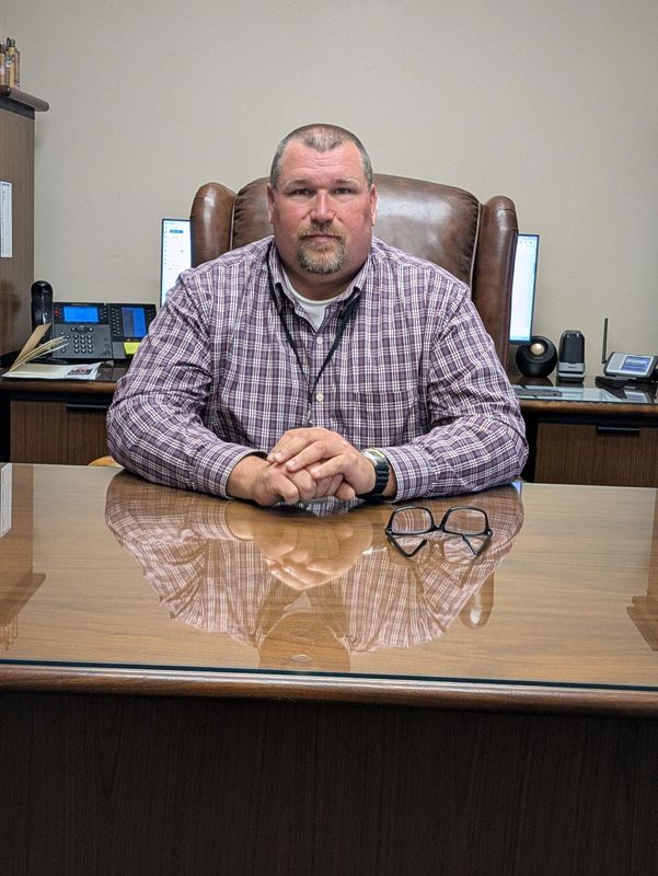 Timothy Niggemeyer, the new CEO of Tri-Hospital EMS, at his new desk on May 21, 2026