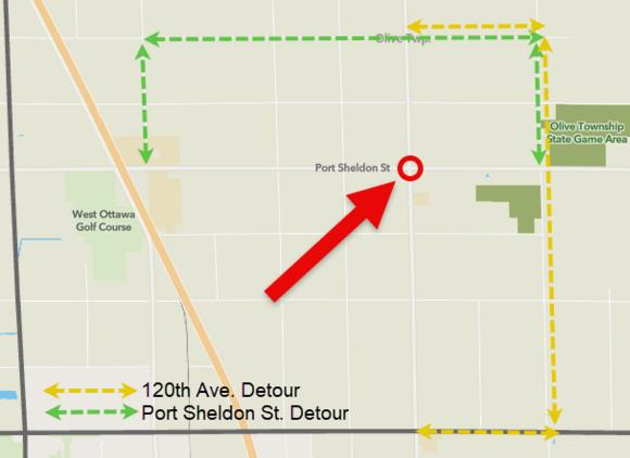 The intersection at Port Sheldon Street and 120th Avenue in Olive Township will become a roundabout in 2026.