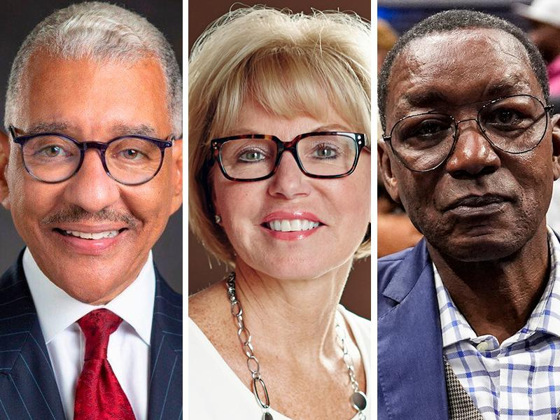 From left: Conrad Mallett, Sandy Pierce and Isiah Thomas