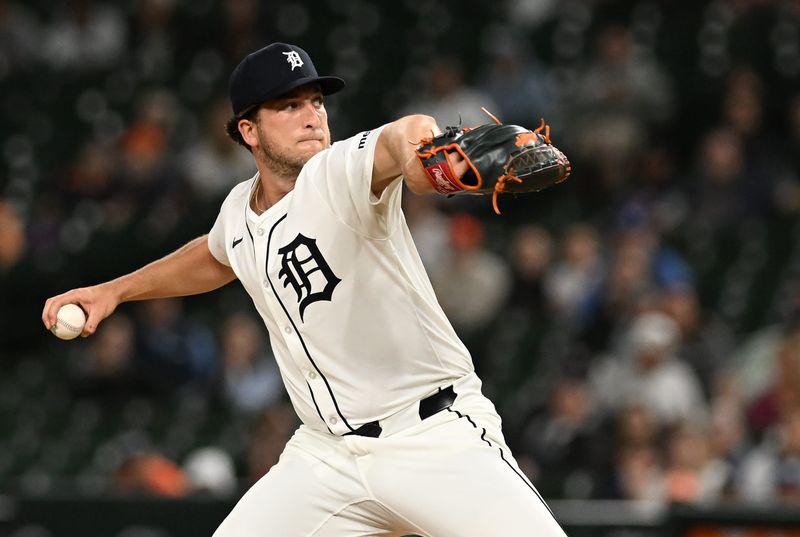 Tigers pitcher Beau Brieske delivers the ball in the 11th inning. Detroit Tigers take on the Boston Red Sox at Comerica Park in Detroit on Tuesday, May 13, 2025. Tigers win, 10-9, 11 innings.