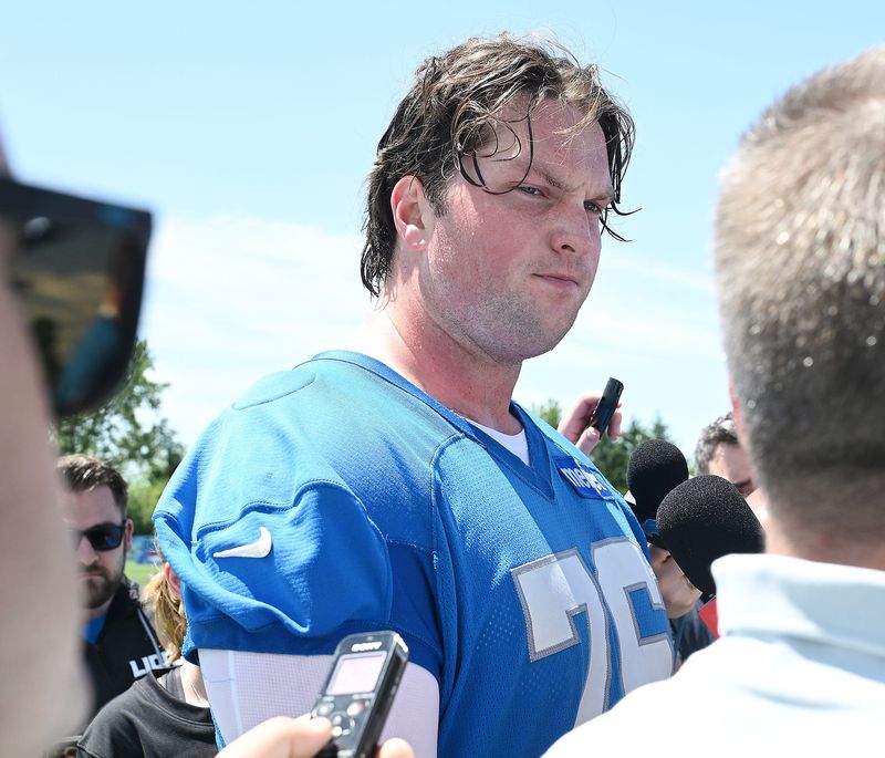 Rookie offensive tackle Blake Miller, shown here last month and who's been part of a rotation with veteran Larry Borom for first-team reps, was with the starters for the majority of 11-on-11 work Tuesday.