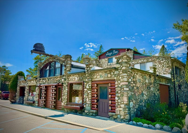 The longstanding Legs Inn, on Lake Michigan in Cross Village, is seen without the iconic white, inverted stove legs that usually adorn its exterior along the roof.