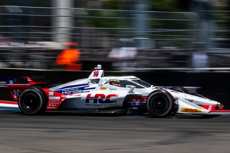 HRC driver Alex Palou, of Spain, drives during the qualifying round for the NTT Indycar Series on Saturday, May 30, 2026. Palou finished the round in first place.