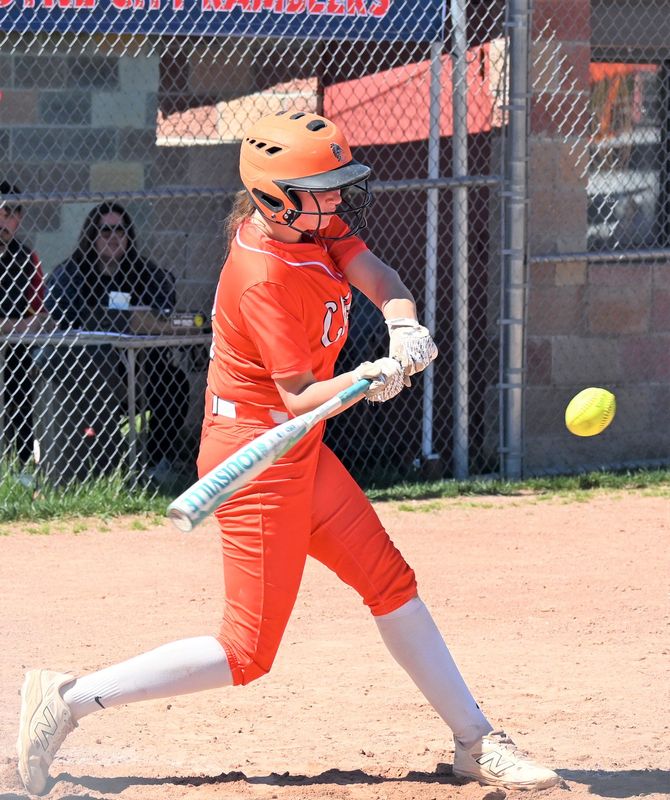 Senior Tessa Lake homered and doubled in her final game as a Cheboygan Chief during an MHSAA Division 3 district softball semifinal at Boyne City on Saturday, May 30. The Chiefs suffered a 13-10 loss to the Ramblers, who later went on to beat Elk Rapids in the district final.