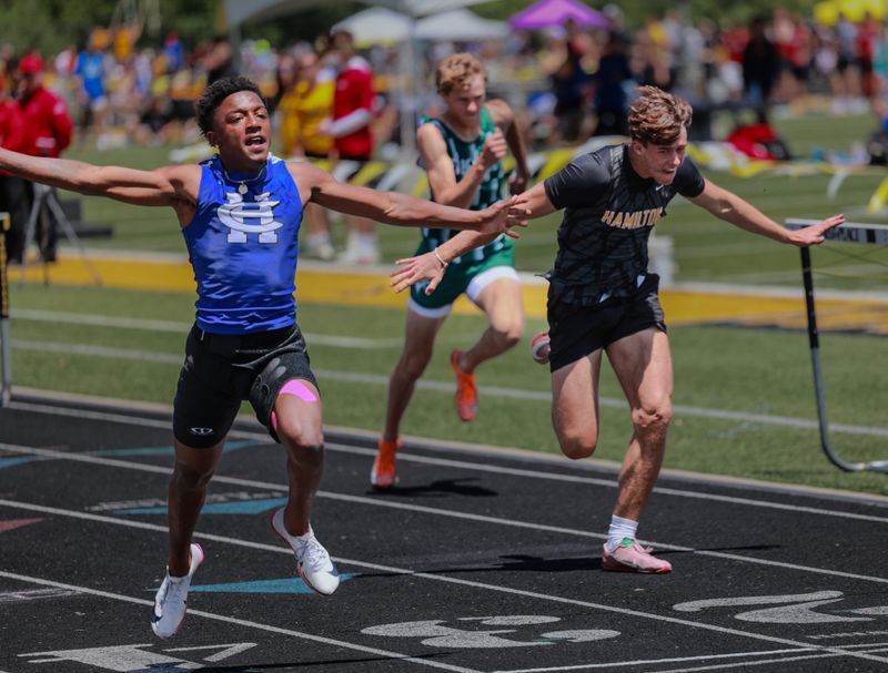 Harper Creek's DJ Wood won the 110-meter hurdles at the MHSAA Division 2 state track championships on Saturday, May 30.