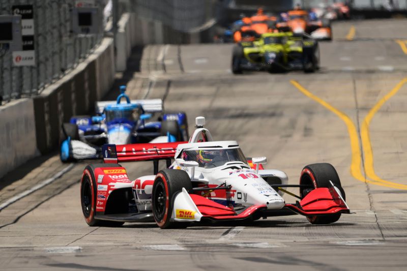 Chip Ganassi Racing's Alex Palou drives during the Grand Prix, in downtown Detroit, May 31, 2026.