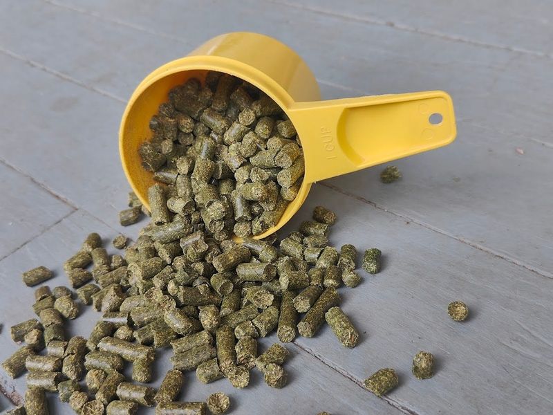 Dehydrated alfalfa is available as a ground meal or compressed into pellets.