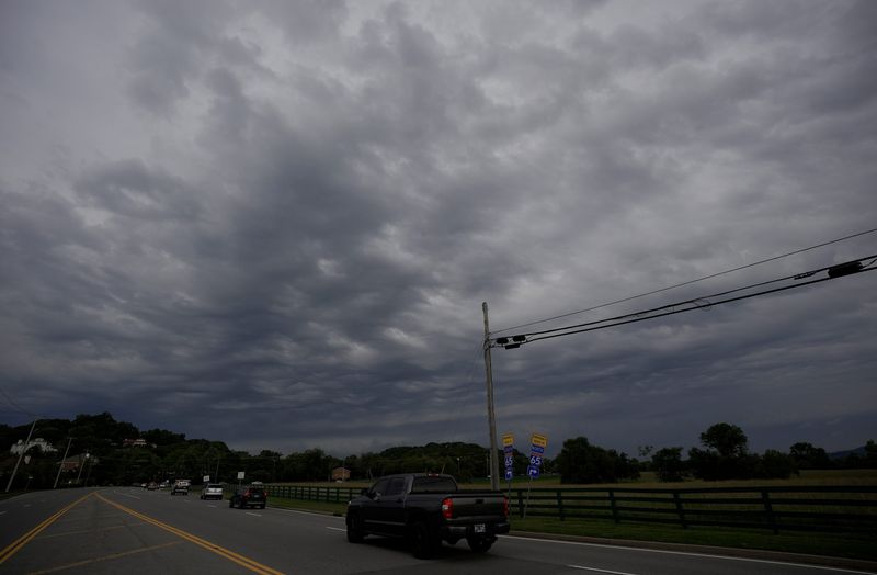 Storm clouds move in to the Nashville area on Monday, June 1, 2026, in Brentwood, Tenn.