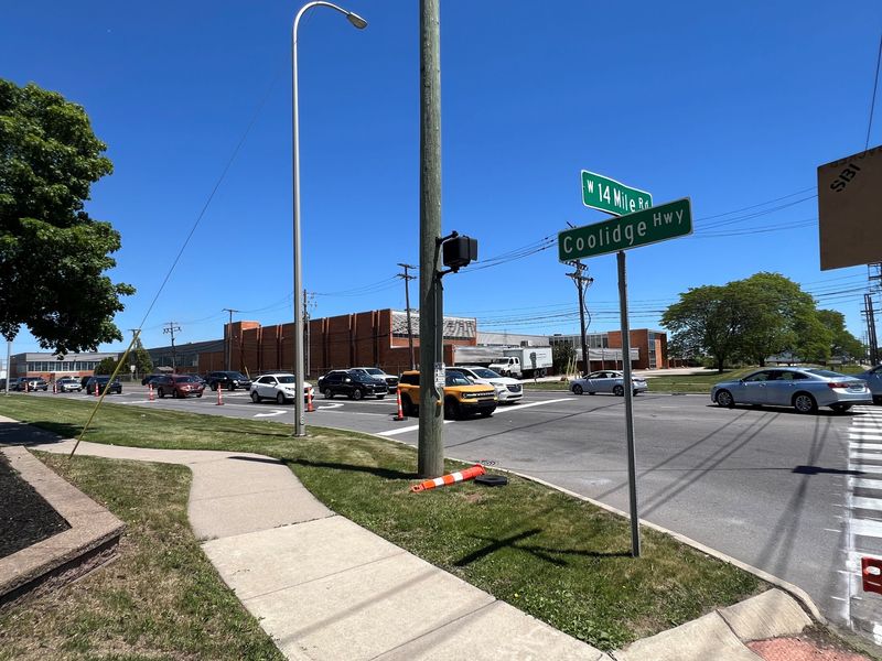 The northeast corner of 14 Mile Road and Coolidge in Royal Oak could be transformed if the city commission approves rezoning from industrial to a planned unit development that would include a Kroger, gas station, and 85 units of housing.