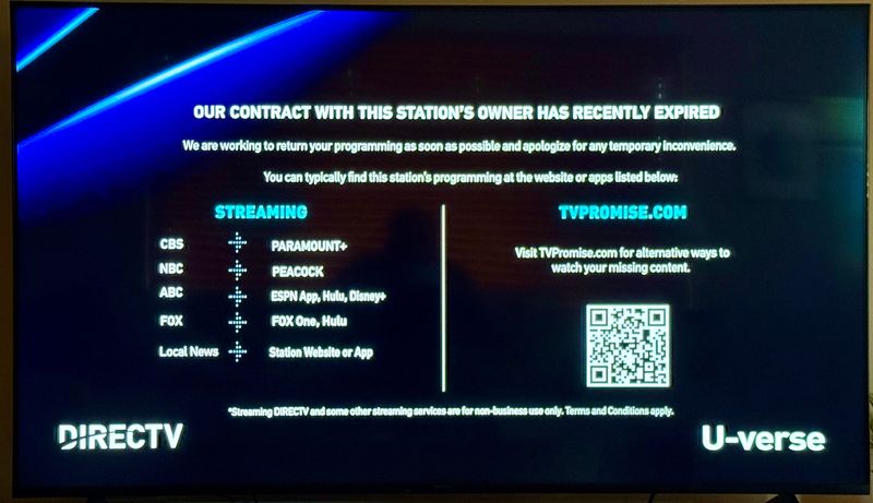 DirecTV users were met with a message on their screens informing them of a carrier dispute between Scripps and the provider.