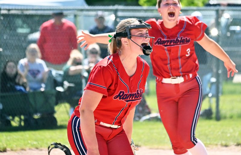 Boyne City junior Sidney Bush helped deliver a district championship to the Ramblers on Saturday, May 30, pitching to two wins, while homering with five RBIs at the plate.