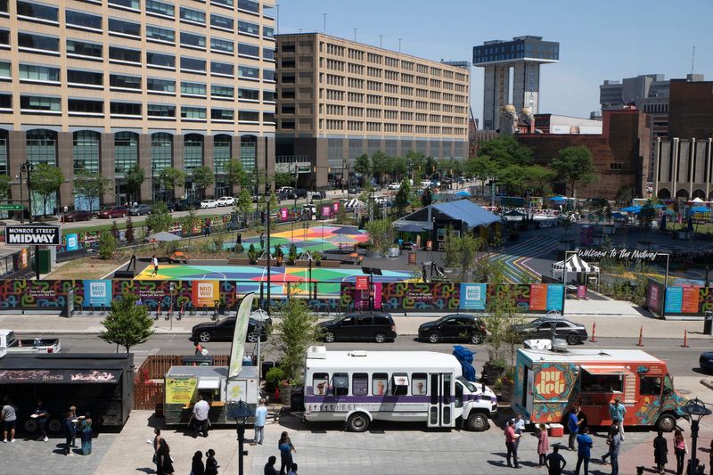 View of the Monroe street Midway from the first National Building in Detroit on Thursday, June 30, 2022.