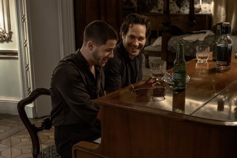 Nick Jonas as Danny and Paul Rudd as Rick in "Power Ballad."
