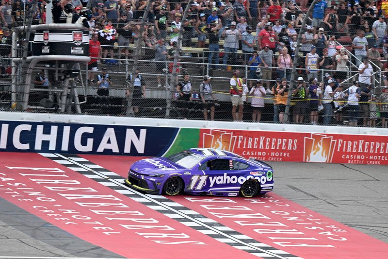 Denny Hamlin won the FireKeepers Casino 400 at Michigan International Speedway in 2025.