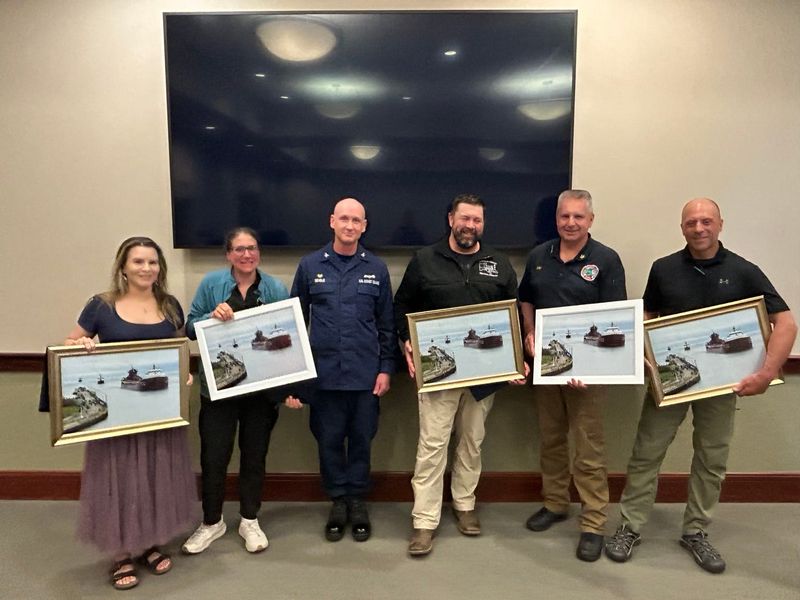 Robin Bouschor, environmental program manager for the Sault Tribe, was recently honored with the U.S. Coast Guard Public Service Commendation for her service during the June 2025 emergency response to the grounding of the M/V Honorable James L. Oberstar in the St. Marys River.