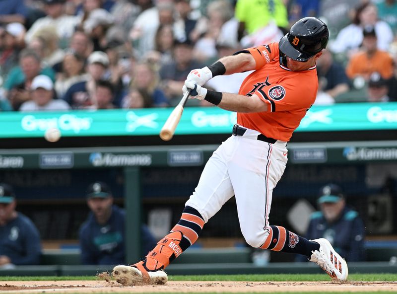 Tigers’ Kevin McGonigle grounds into a force out in the first inning. Detroit Tigers take on the Seattle Mariners on June 5, 2026 at Comerica Park in Detroit.