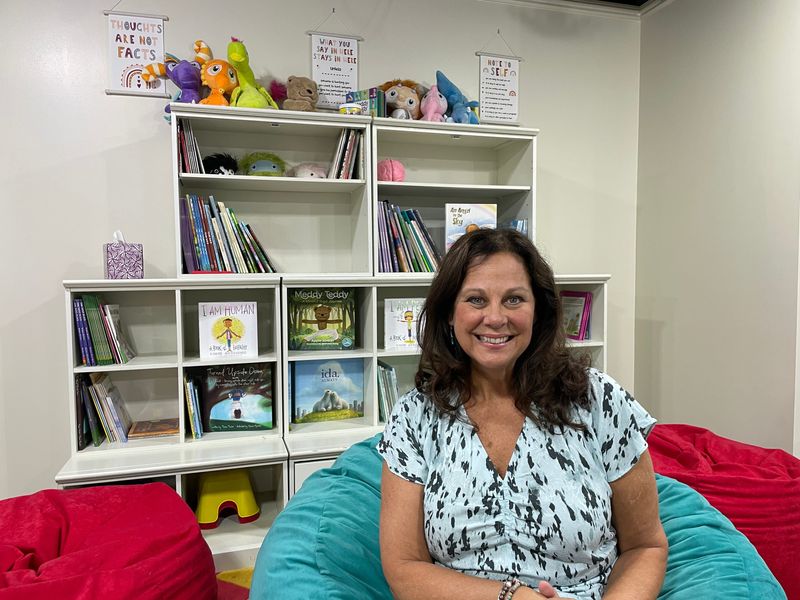 Kaye Lani Rafko-Wilson is shown in June 2026 in the children's area at Gabby's Grief Center in Monroe. Rafko-Wilson is retiring June 12, after 25 years with the center.