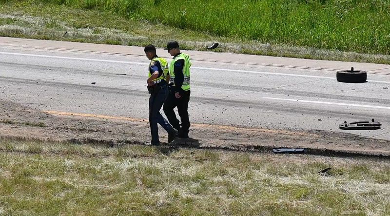 Michigan State Police accident investigators followed the path of the semi that reared ended a county mower on Thursday June 4. Casey Rice, 46, of Coldwater died as a result of the crash.