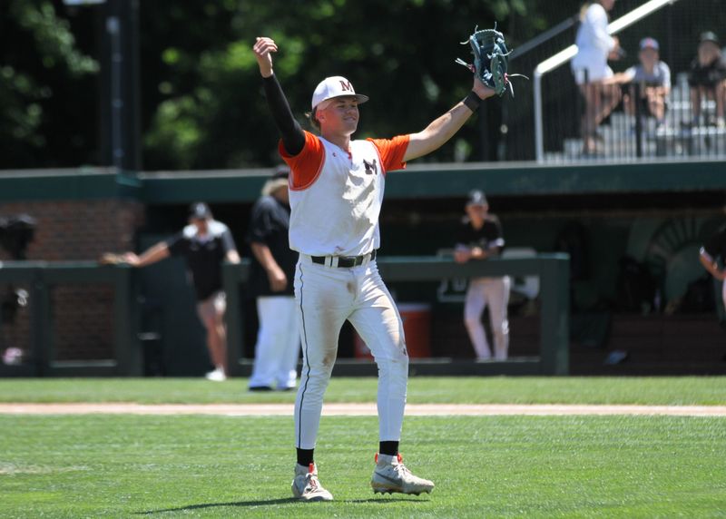 Cale Hackenberg salutes the Marcellus crowd after recording the final out in the D4 state semifinals on Friday.
