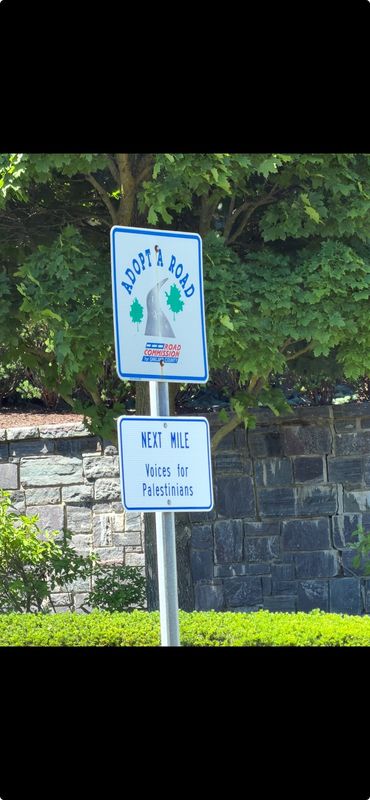 Two adopt a road signs on Orchard Lake Road between Walnut Lake Road and Maple Road in West Bloomfield Township have been taken down by the Road Commission for Oakland County after concerns about the sponsor "Voices for Palestinians" and placement near Temple Israel.
