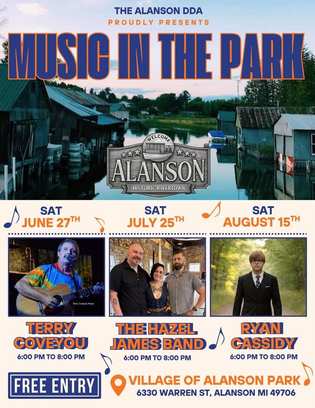 The Music in the Park concert series in Alanson kicks off on June 27, 2026 with Terry Coveyou.