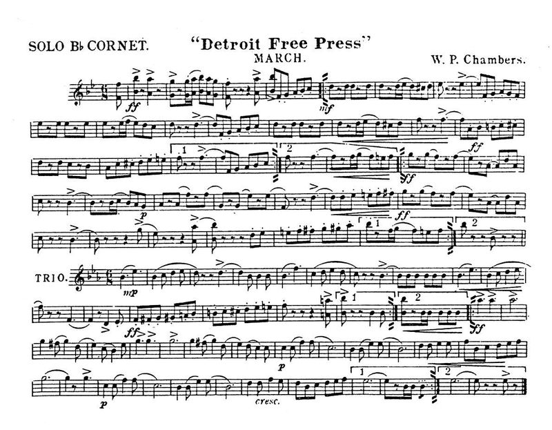 Composer W.P. Chambers wrote several newspaper marches, including 1897's "Detroit Free Press."