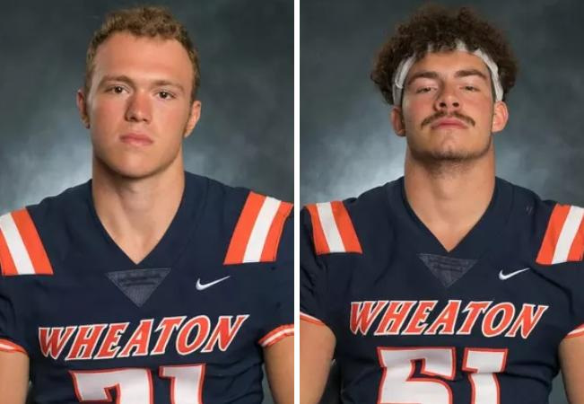 Jalen Shaffer, left, and Philip LoChirco, former Wheaton College football players, died in a drowning accident in Lake Michigan on Saturday.