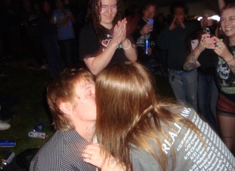 Dess Hull, left, and Carly Hernandez, right, got engaged at The Strokes concert at Pine Knob on June 15, 2026.