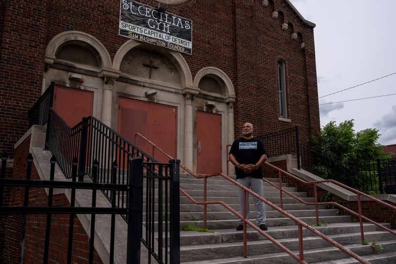 Sam Washington Jr., 69, president of the Sam Washington Foundation, stands outside St. Cecilia’s Gym in Detroit on Wednesday, June 17, 2026. Washington Jr. has led the foundation since 2015 and continues the legacy of his father, the late Sam Washington Sr., through programs that support young people in Detroit.