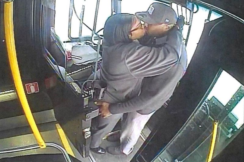 Detroit Department of Transportation Supervisor Andre Reece gropes bus driver Dayna Ruff in May 2025 during one of a series of incidents caught on bus cameras that violated a number of the city bus service's policies, including one forbidding fraternization on the job.